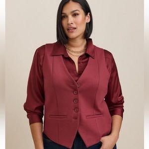 Torrid Studio Luxe Ponte Maroon Vest